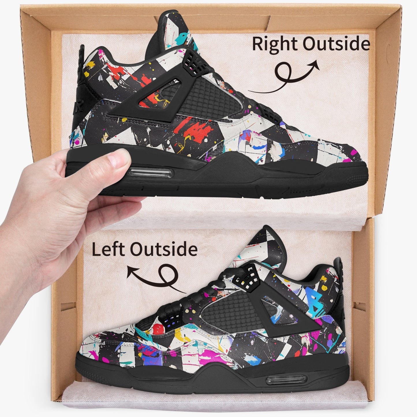 Paint Splattered SKA Checkered Basketball Shoes Unisex