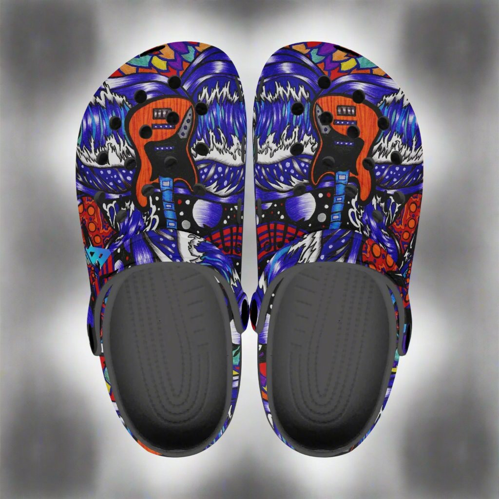 Jess Lewis Hand Drawn Jazz Ocean Rok-Clogs