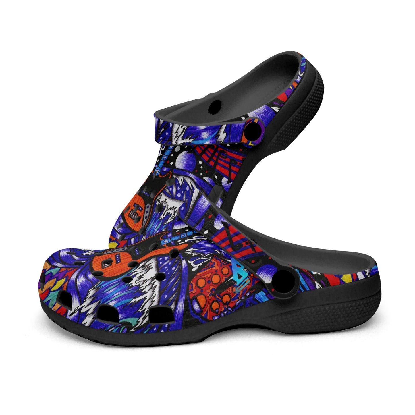 Jess Lewis Hand Drawn Jazz Ocean Rok-Clogs