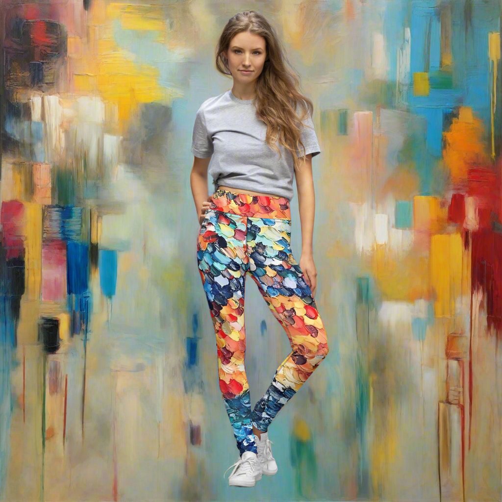 Abstract Beach Oils Yoga Leggings – Free Delivery! Rock / Metal / Gothic / EDM / Clubwear - Alternative Apparel Only from Phase B Records.