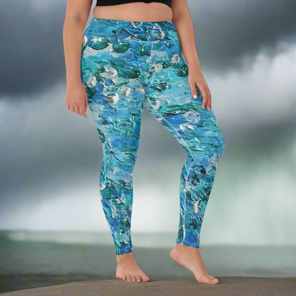 Abstract Blues Yoga Leggings – Free Delivery! Rock / Metal / Gothic / EDM / Clubwear - Alternative Apparel Only from Phase B Records.