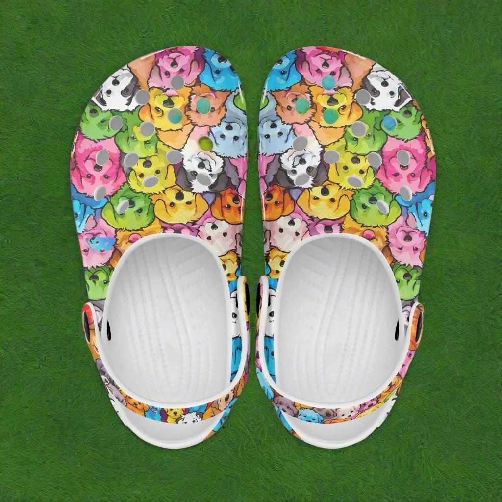Colourful Puppies Rok-Clogs - Alternative Art Clogs for Kids