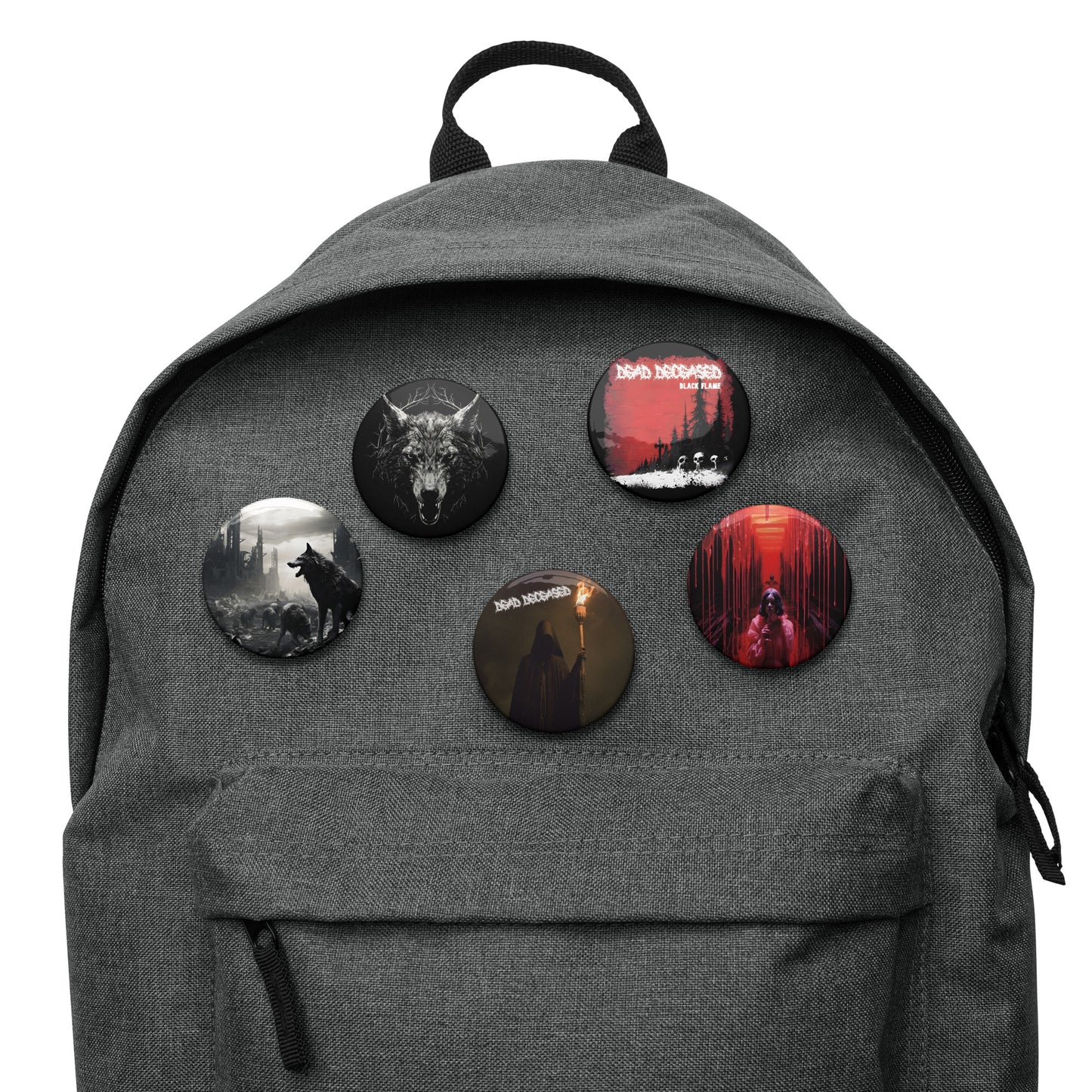 Dead Deceased Set of 5 pin buttons / Badges - Free Delivery! Rock / Metal / Gothic Alternative Tee - Alternative Apparel Only from Phase B Records.