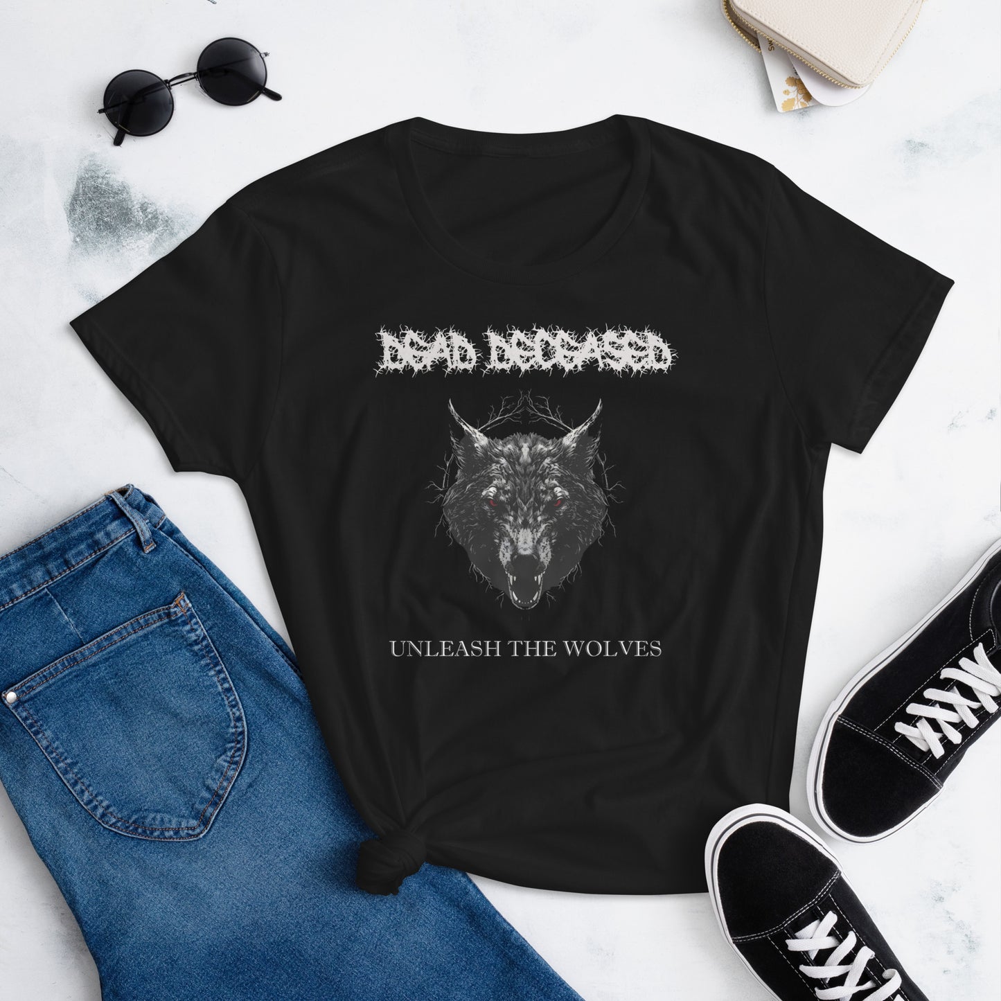 Dead Deceased Unleash the Wolves Women's short sleeve t-shirt – Free Delivery! Rock / Metal / Gothic Alternative - Alternative Apparel Only from Phase B Records. Plus Size to 2XL