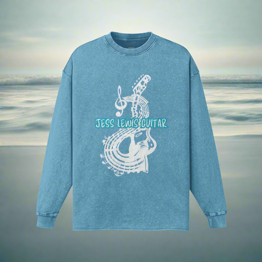Jess Lewis Guitar Unisex Raw Hem Faded Long Sleeve T-shirt