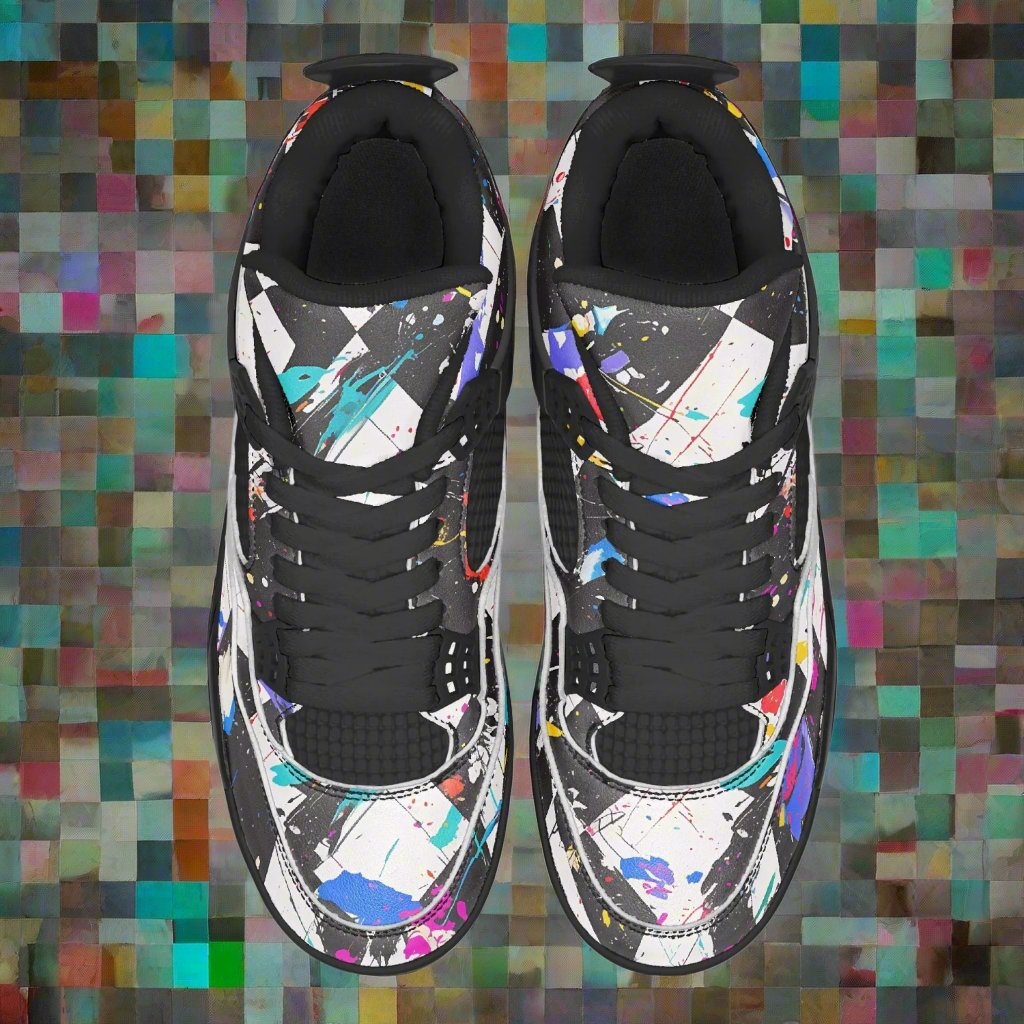 Paint Splattered SKA Checkered Basketball Shoes - Ska/Punk/Underground -Alternative Footwear