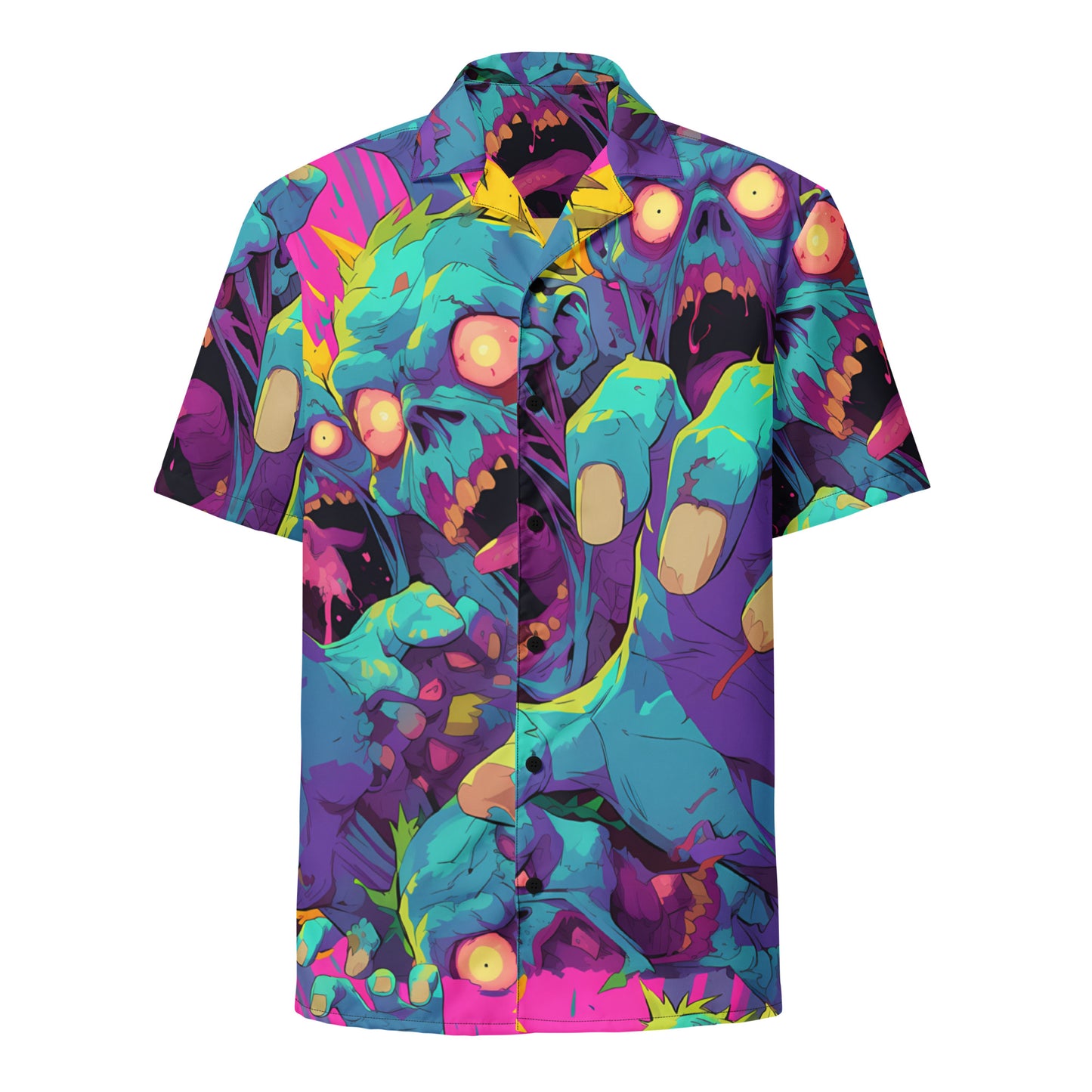 Zombie Attack! Unisex Button Shirt – Free Delivery! Rock / Metal / Gothic / EDM / Clubwear - Alternative Apparel Only from Phase B Records. Plus Size to 6XL