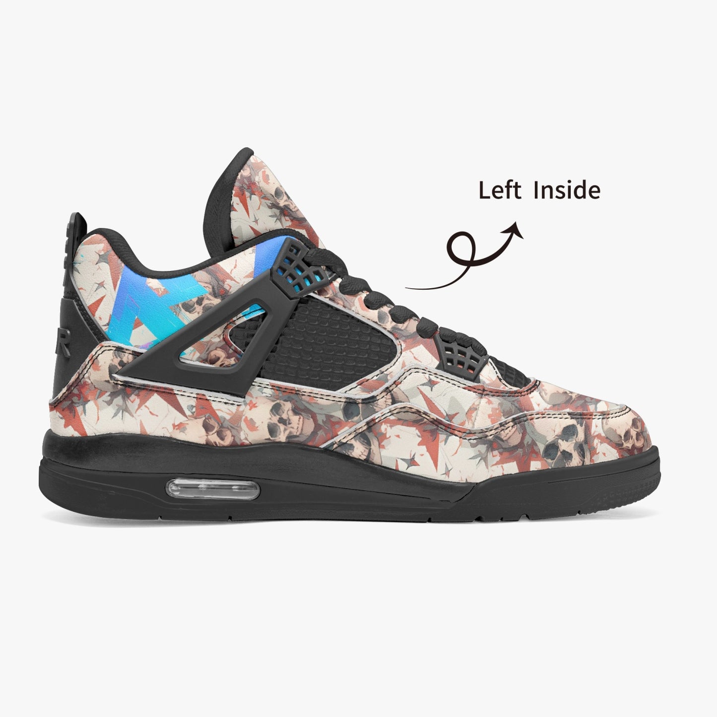 Red Stars, Ivory Skulls - Basketball Sneakers -Black Sole