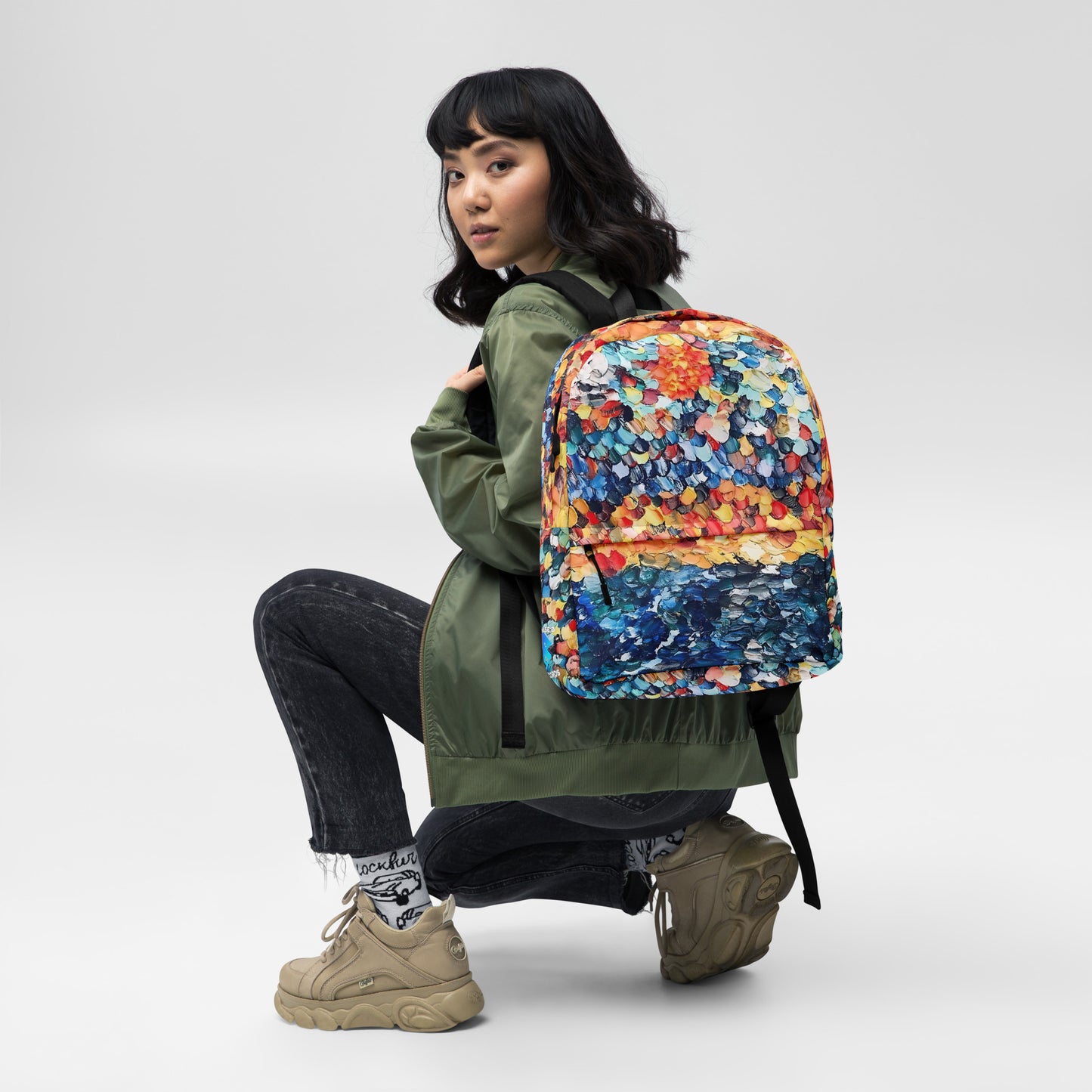 Abstract Beach Oils Art Backpack – Free Delivery! Rock / Metal / Gothic / EDM / Clubwear - Alternative Apparel Only from Phase B Records.
