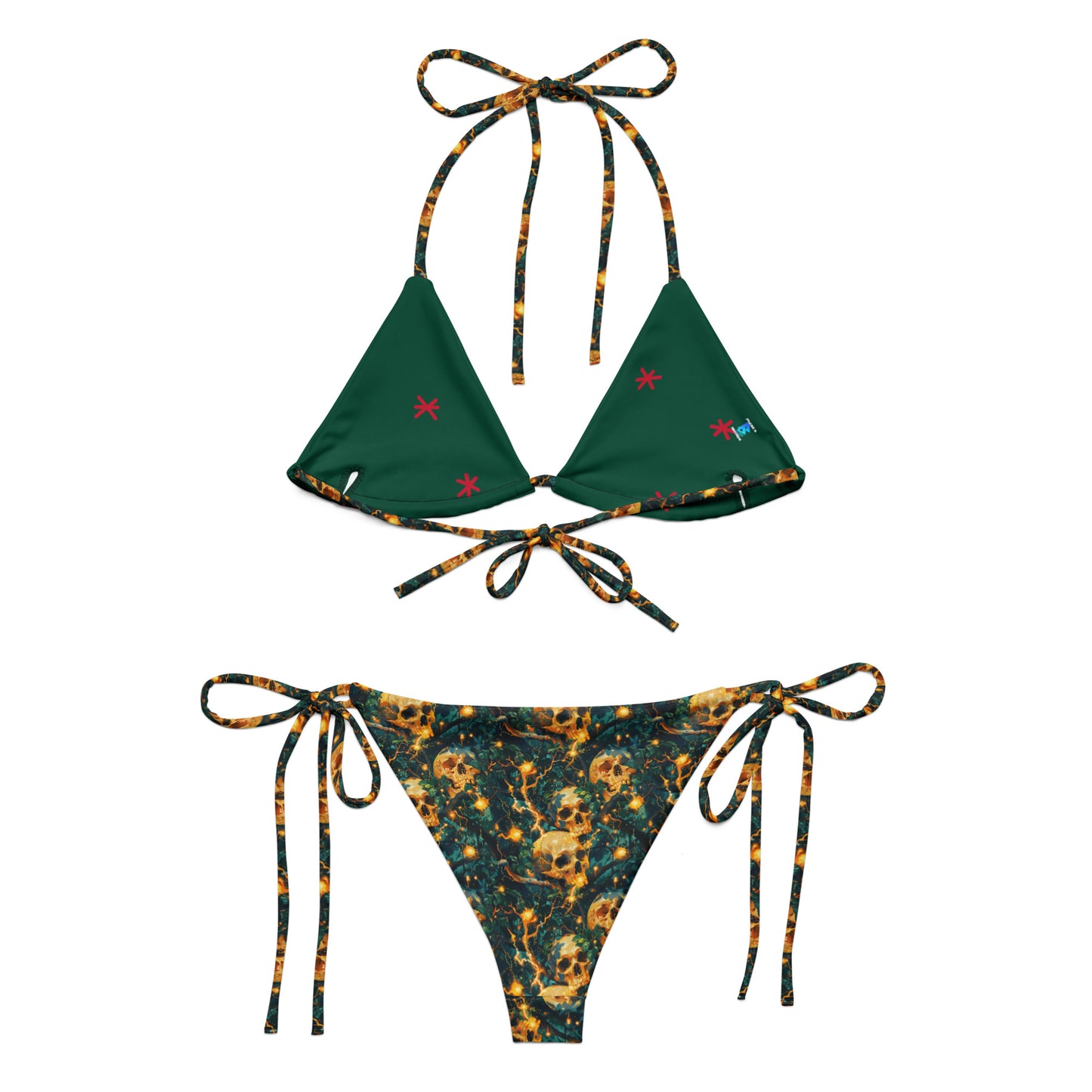 Teal Skulls recycled string bikini