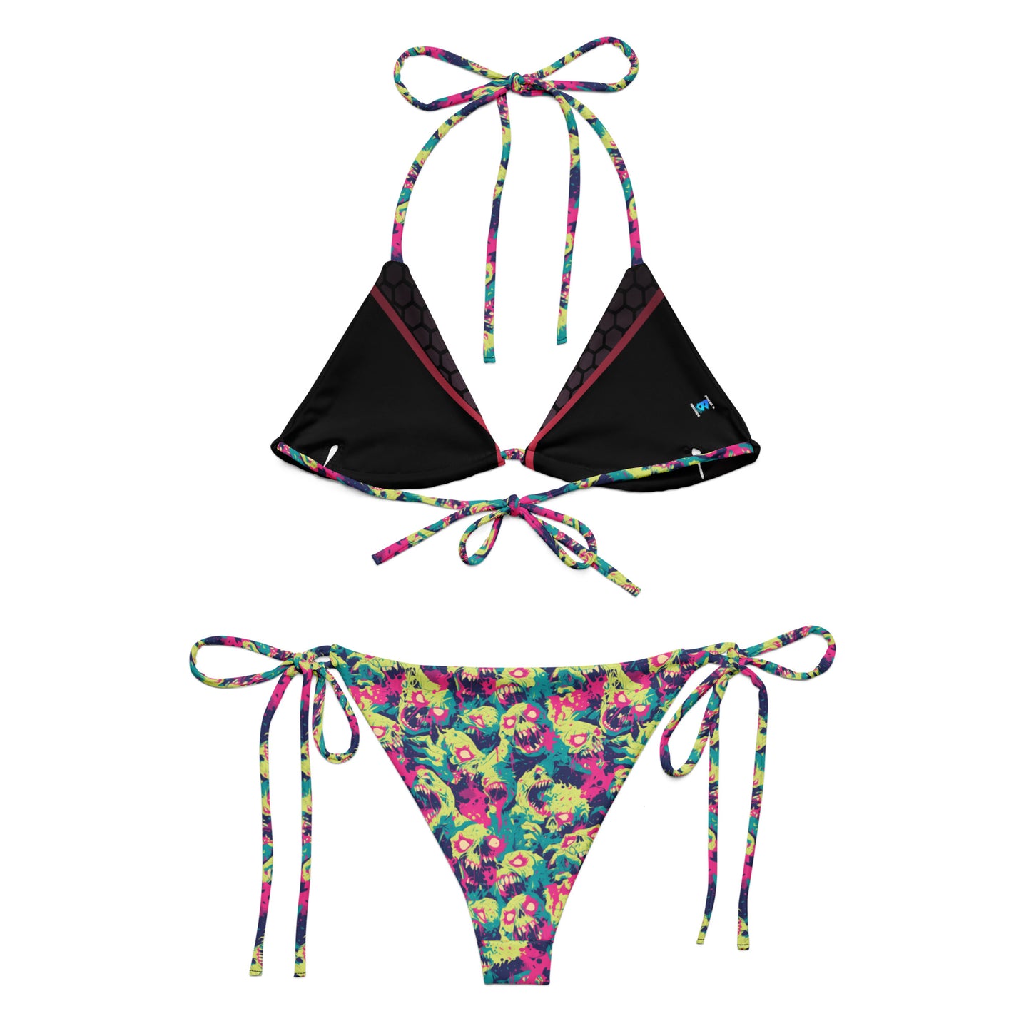 Zombies Pink & Green recycled string bikini – Free Delivery! Rock / Metal / Gothic / EDM / Clubwear - Alternative Apparel Only from Phase B Records. Plus Size to 6XL