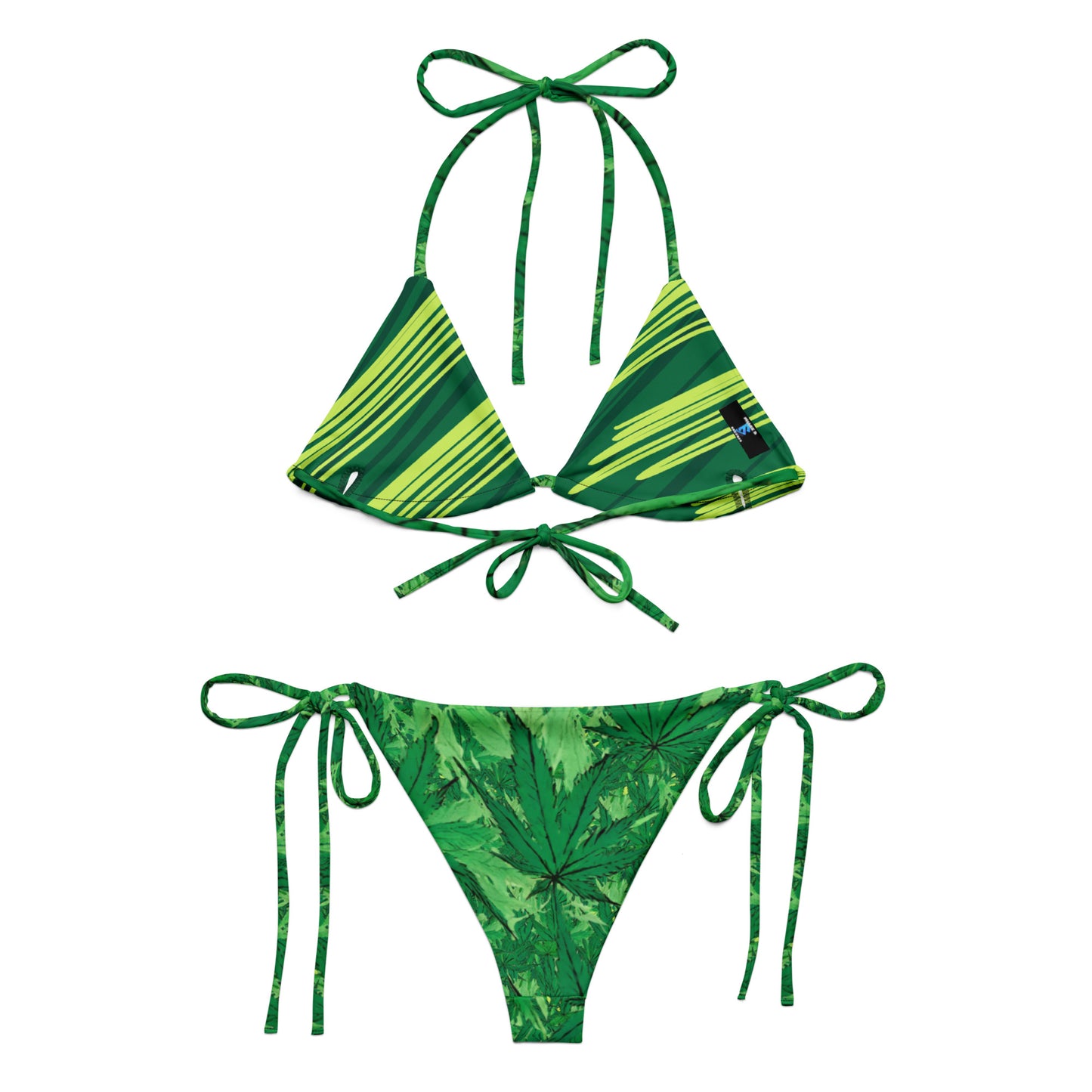 Weed Green recycled string bikini