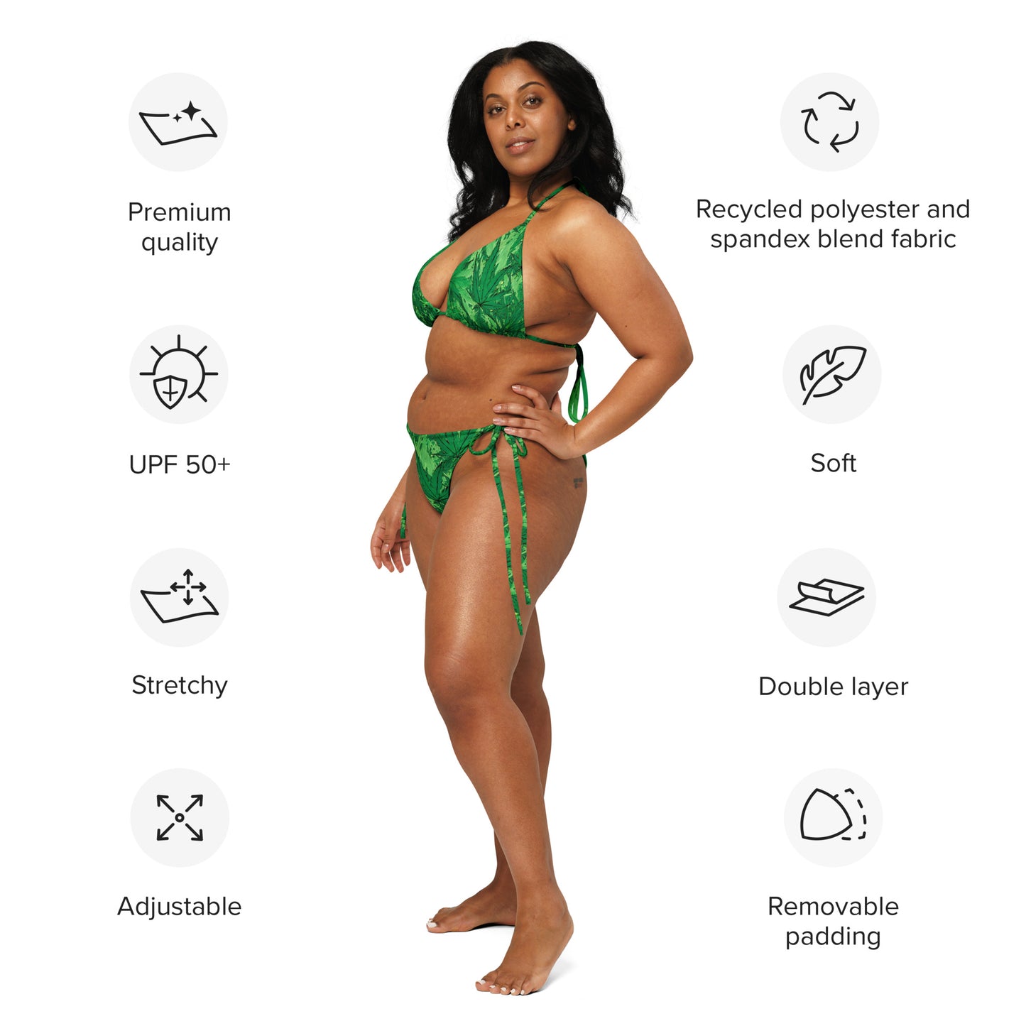 Weed Green recycled string bikini