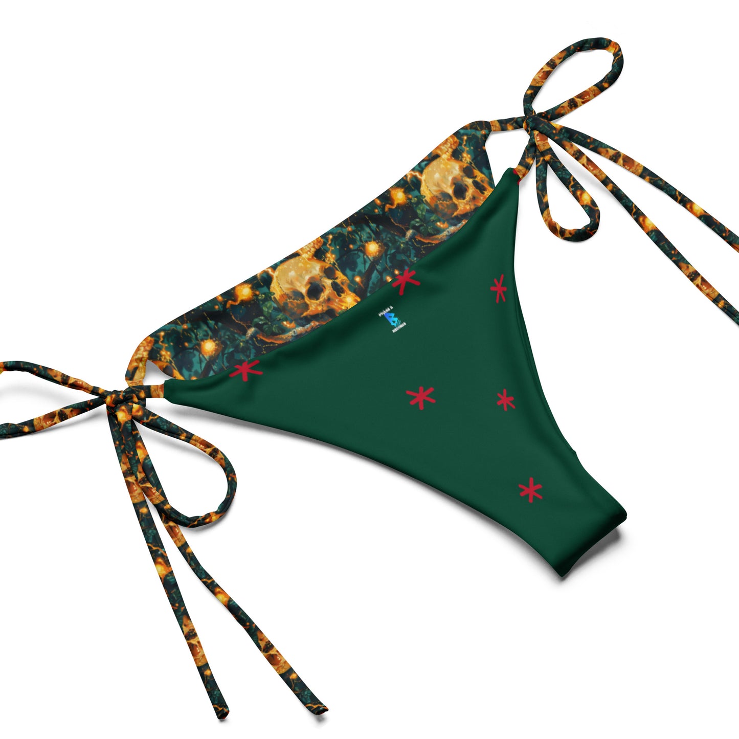 Teal Skulls recycled string bikini