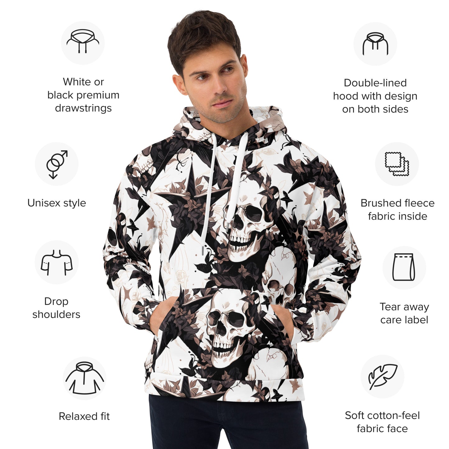 Black Star Skulls Unisex Hoodie