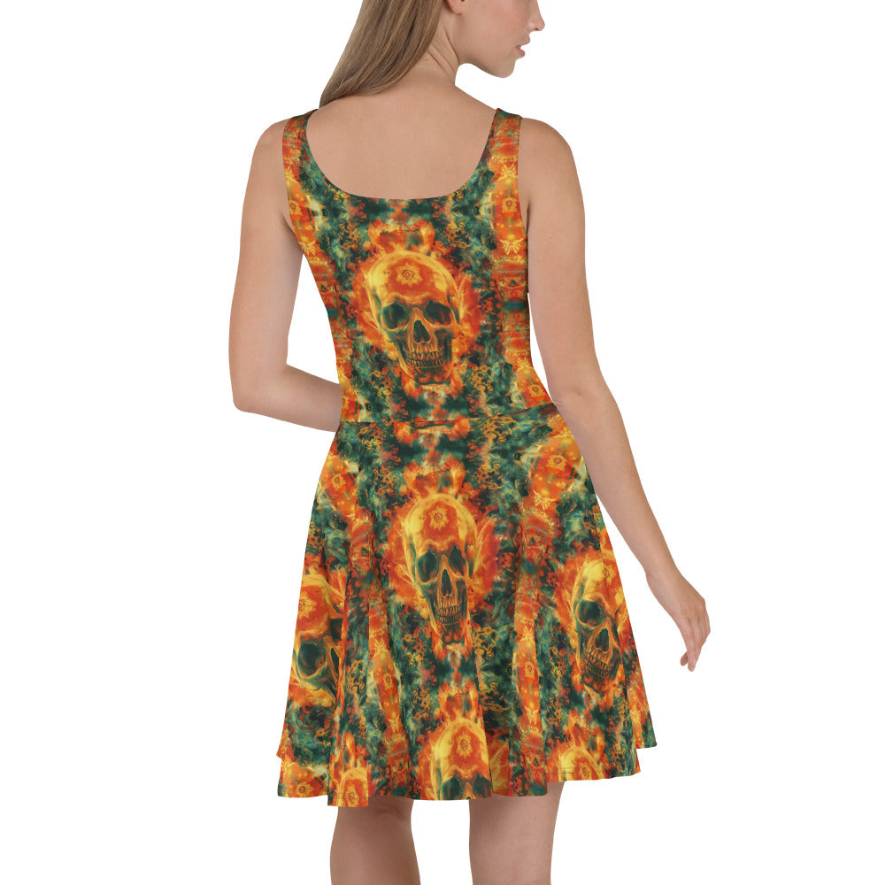 Gold Skull Skater Dress