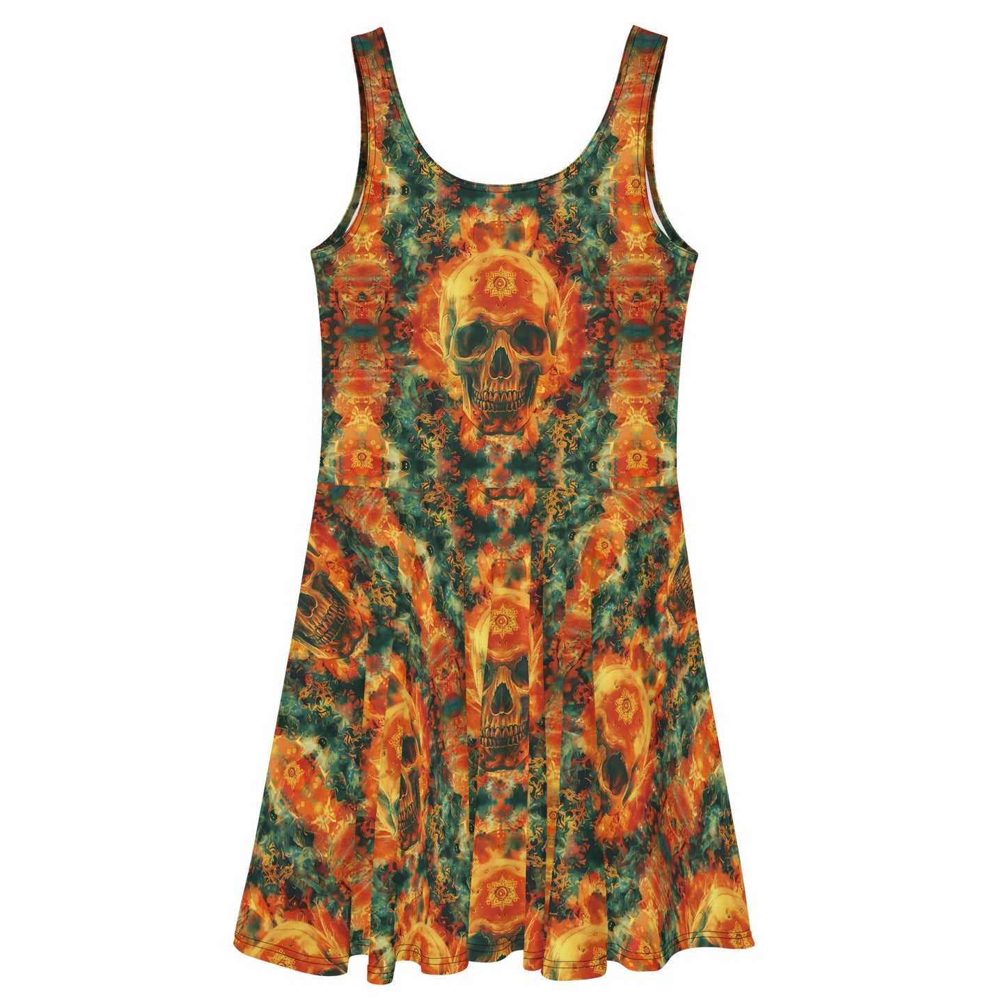Gold Skull Skater Dress