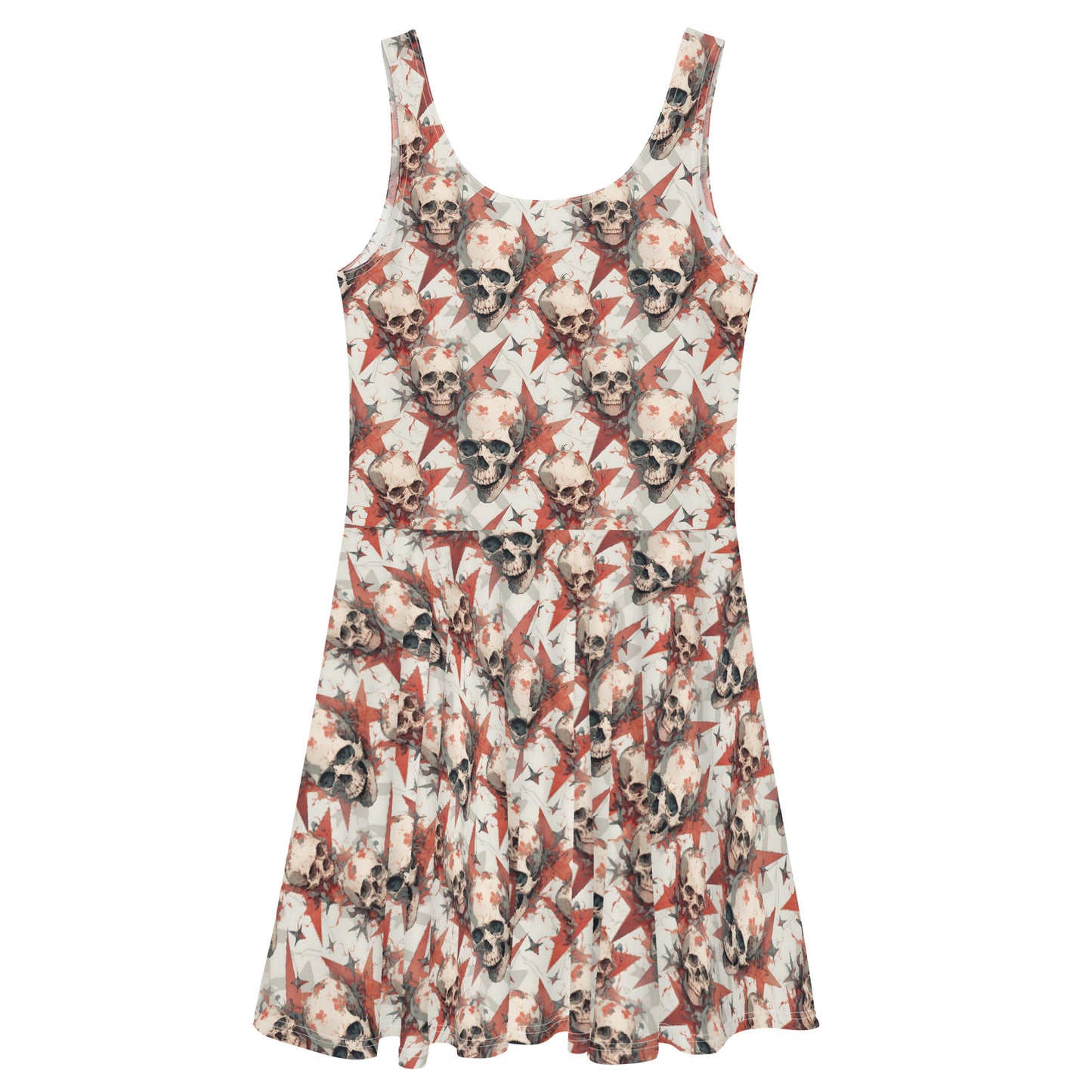 Red Star Skulls Skater Dress