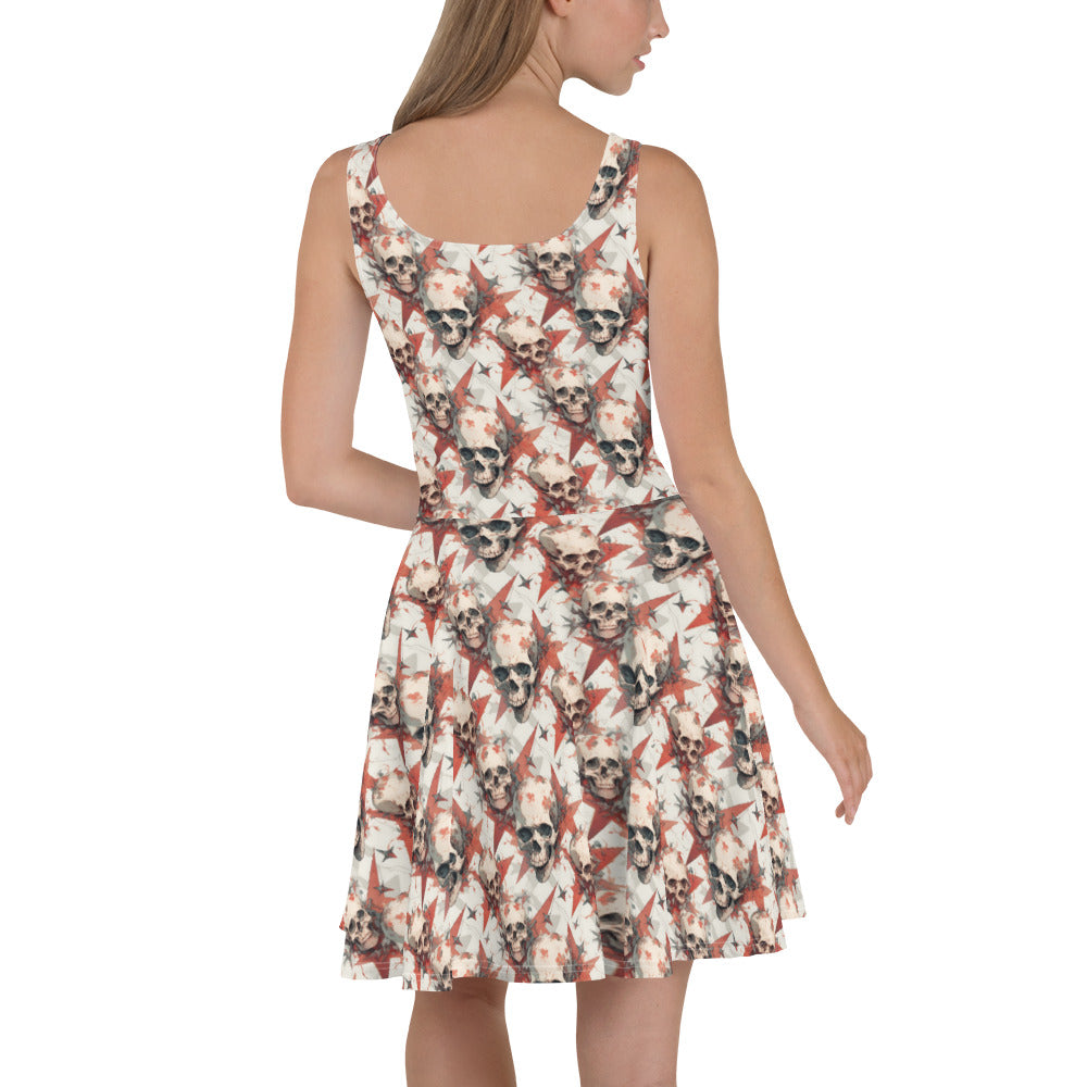 Red Star Skulls Skater Dress
