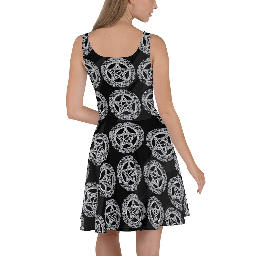 Pentagram Black Skater Dress