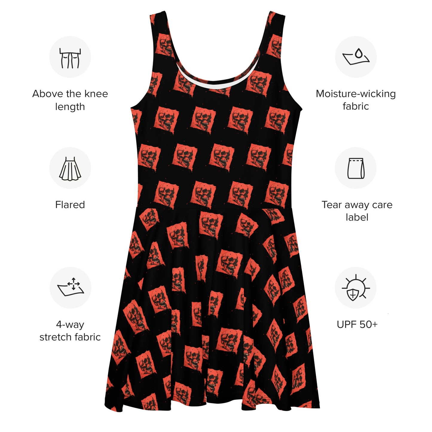 Red Skull Skater Dress