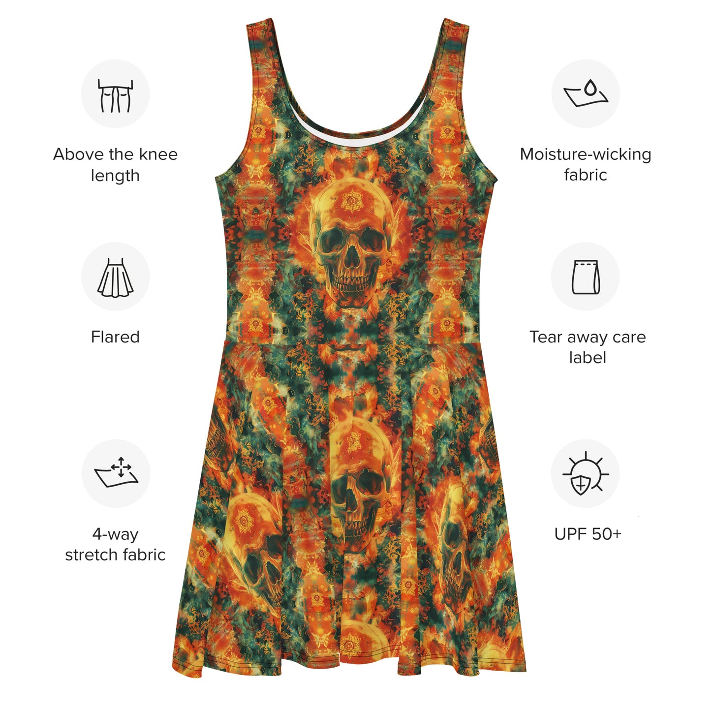 Gold Skull Skater Dress