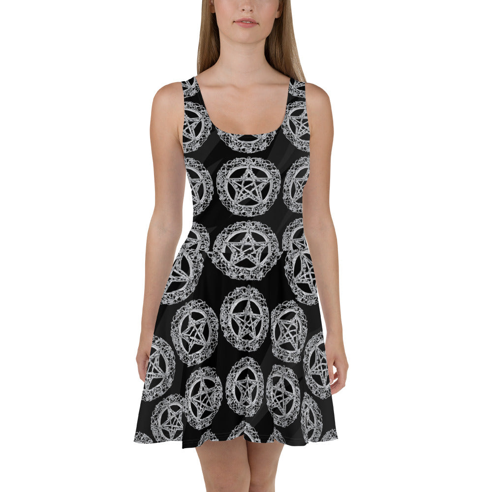 Pentagram Black Skater Dress