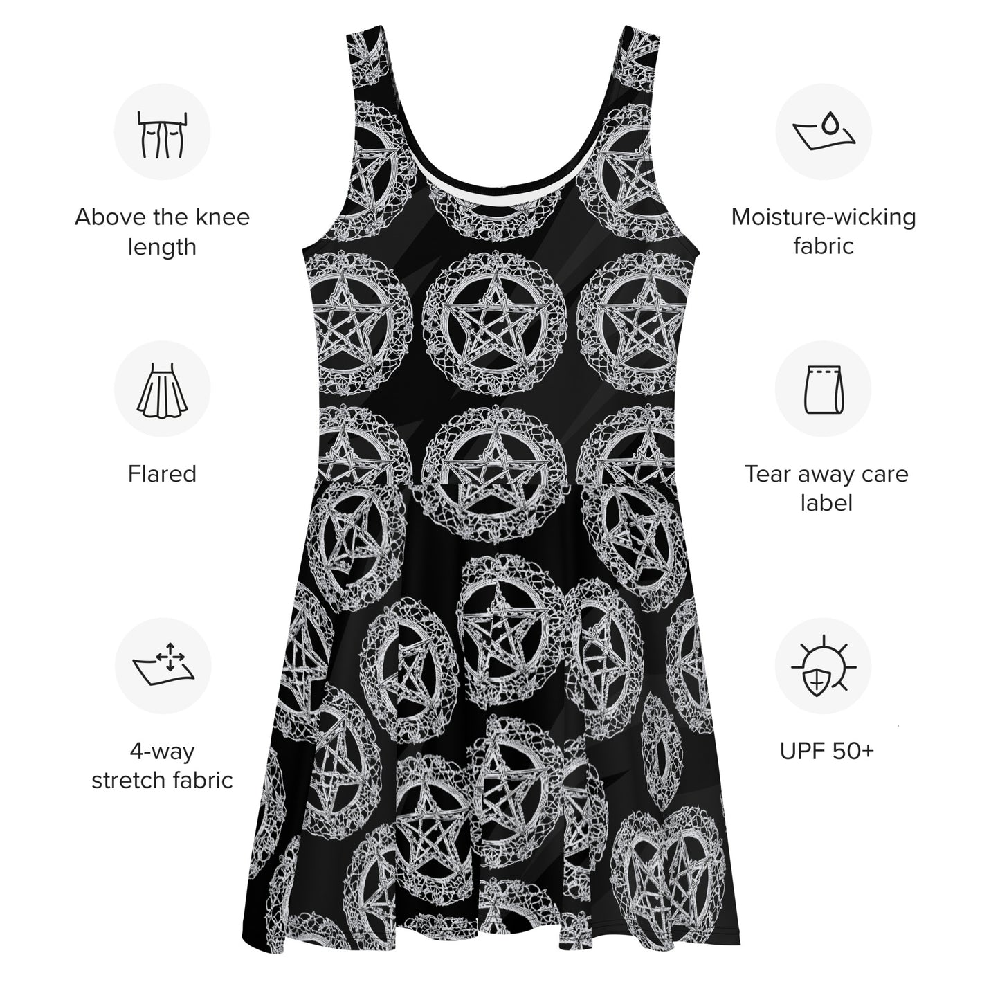 Pentagram Black Skater Dress