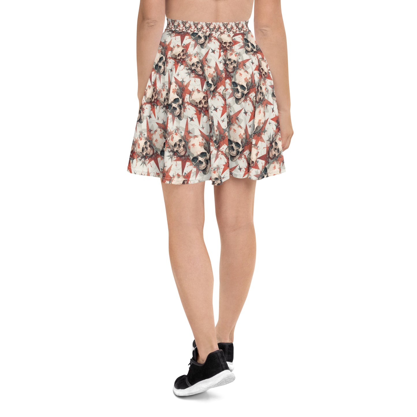 Red Star Skulls Skater Skirt