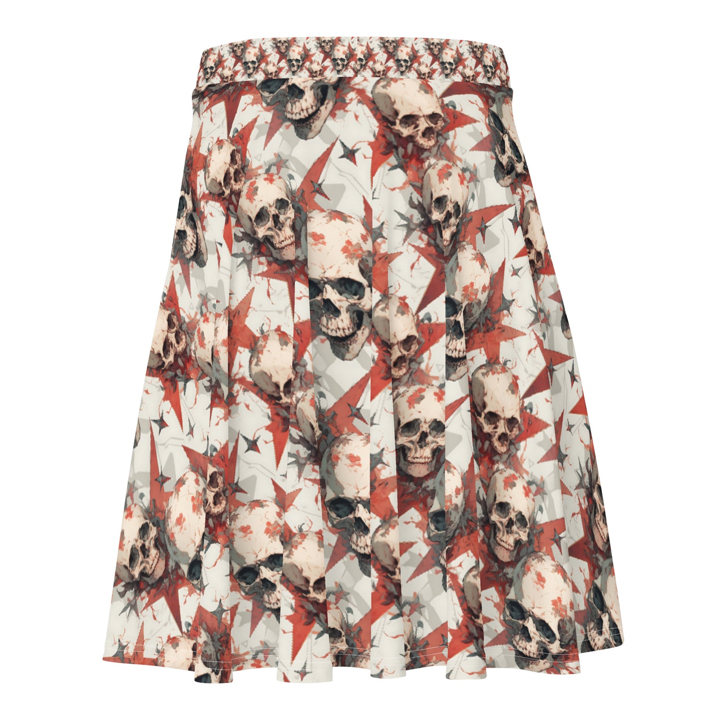 Red Star Skulls Skater Skirt