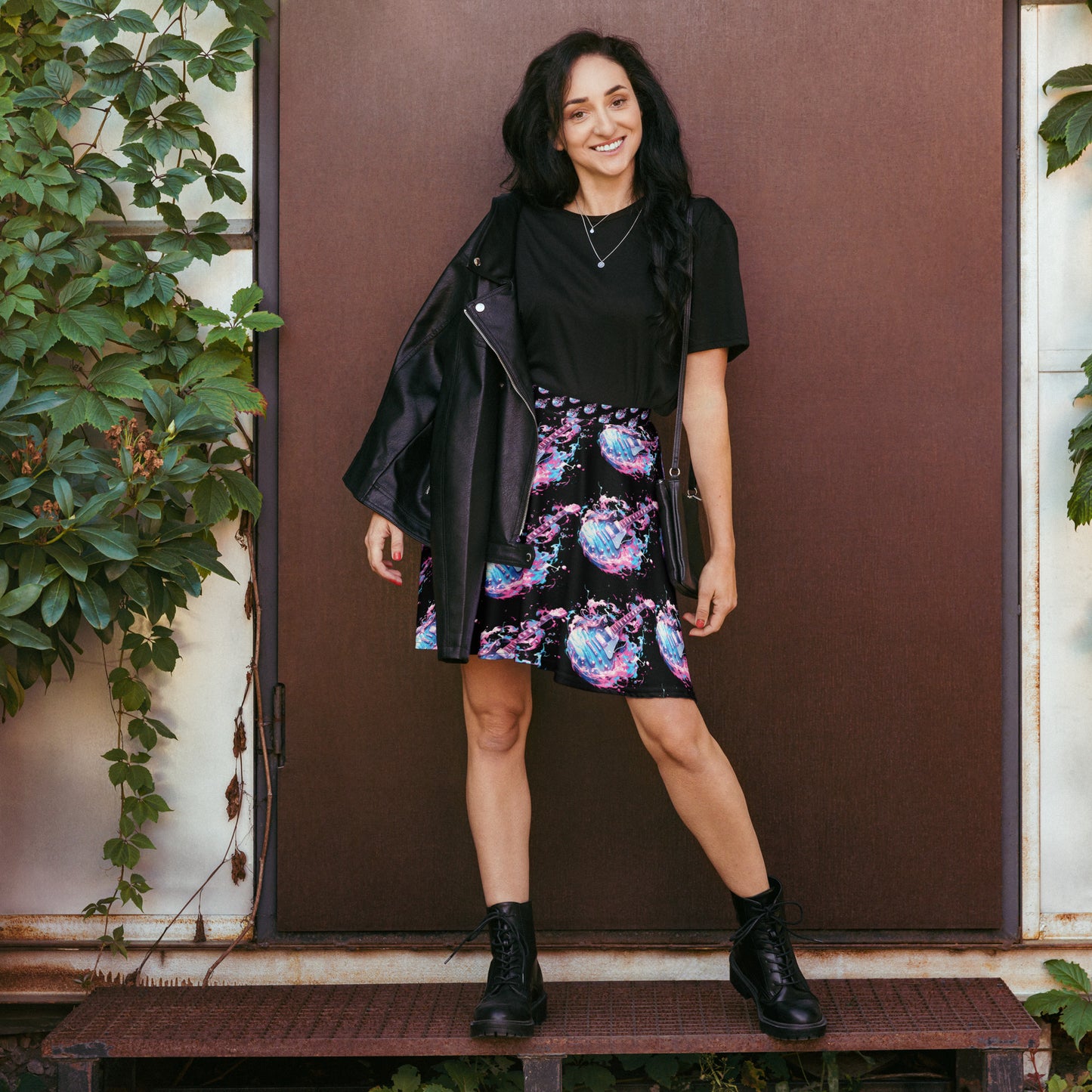 Guitar Graphic Skater Skirt