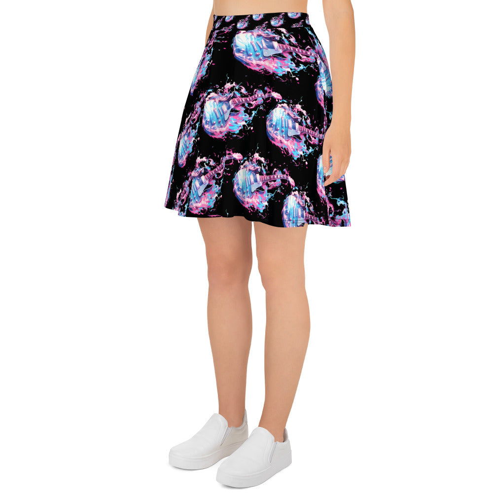Guitar Graphic Skater Skirt