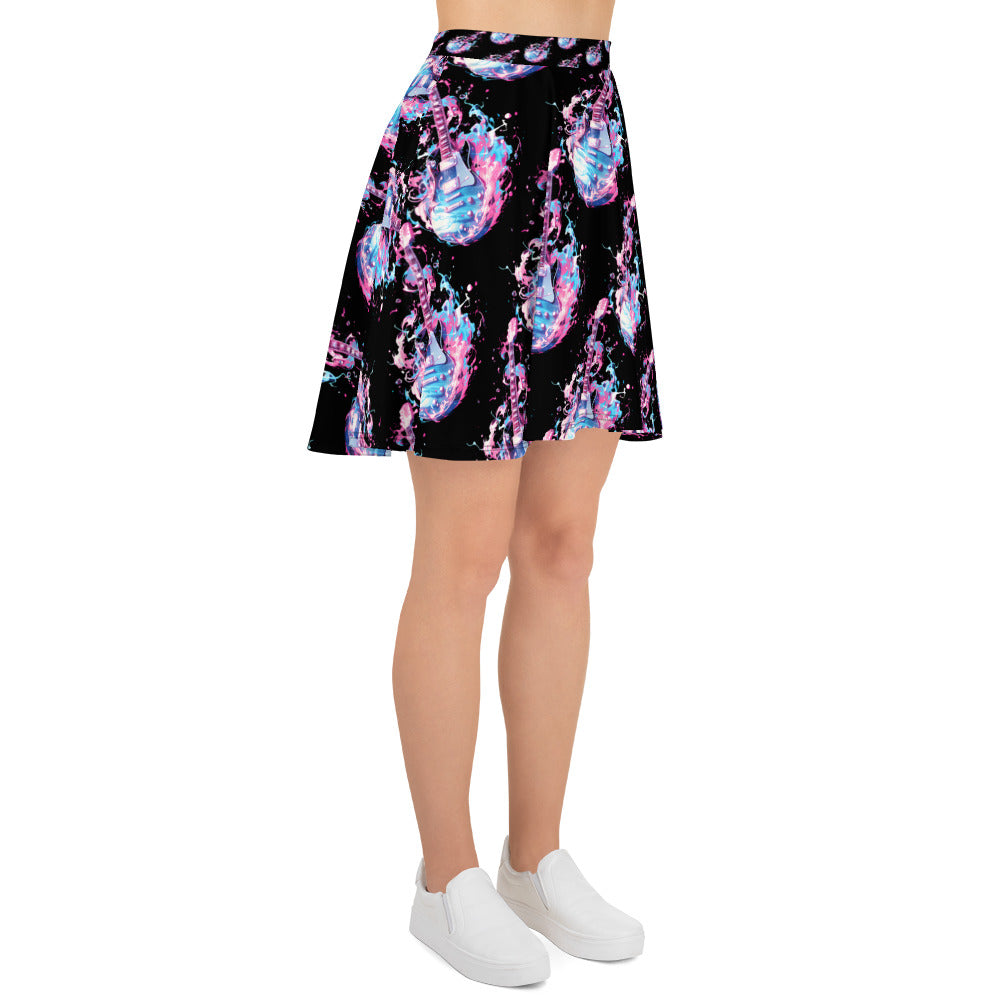 Guitar Graphic Skater Skirt