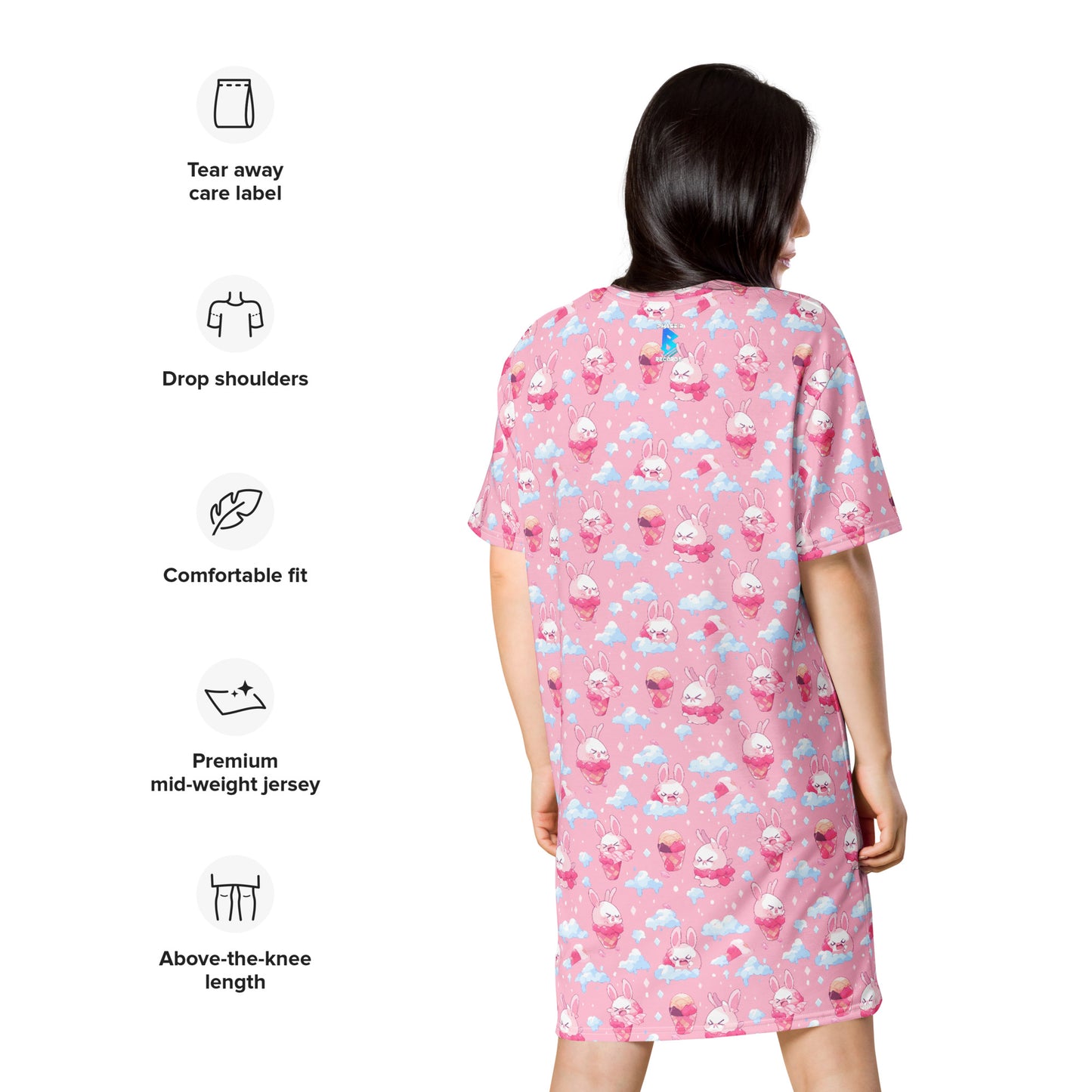 Angry ice-cream bunnies T-shirt dress – Free Delivery! Rock / Metal / Gothic / EDM / Clubwear - Alternative Apparel Only from Phase B Records. Plus Size to 6XL