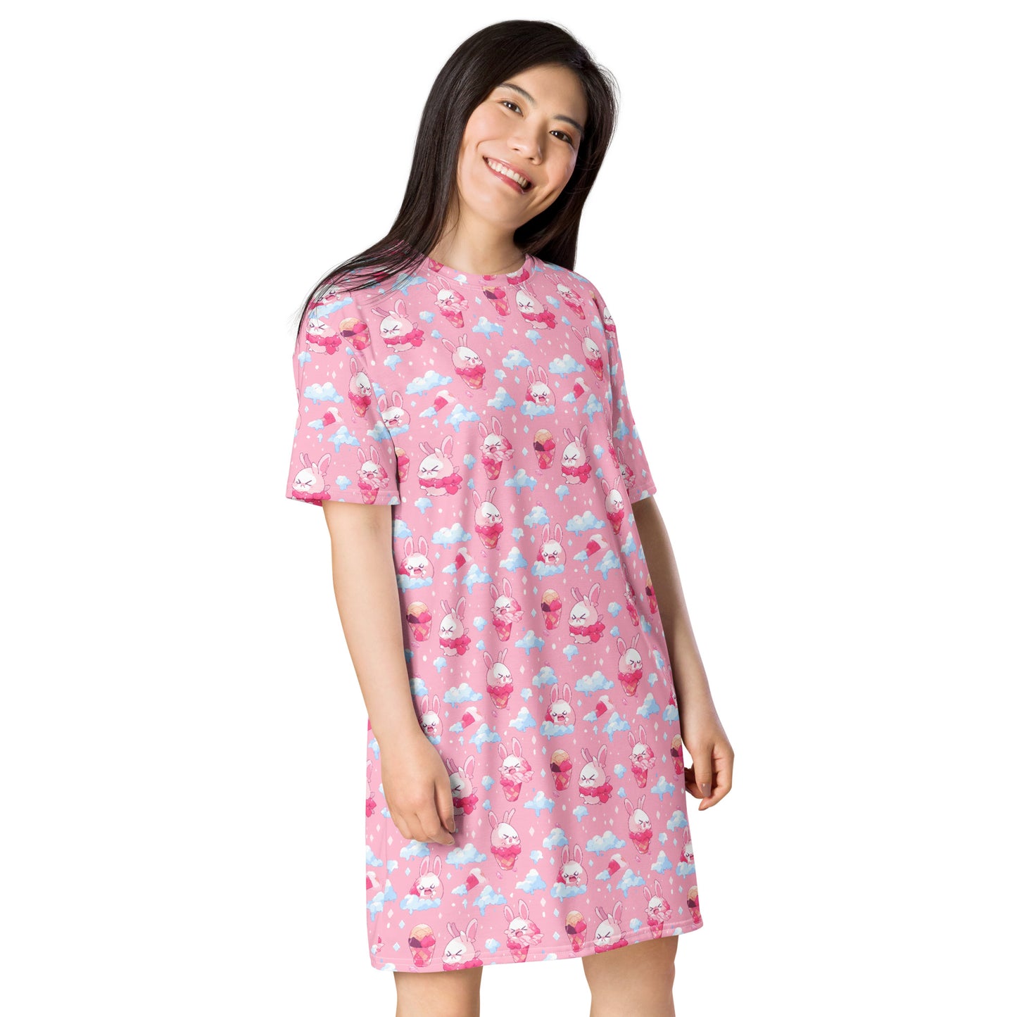 Angry ice-cream bunnies T-shirt dress – Free Delivery! Rock / Metal / Gothic / EDM / Clubwear - Alternative Apparel Only from Phase B Records. Plus Size to 6XL
