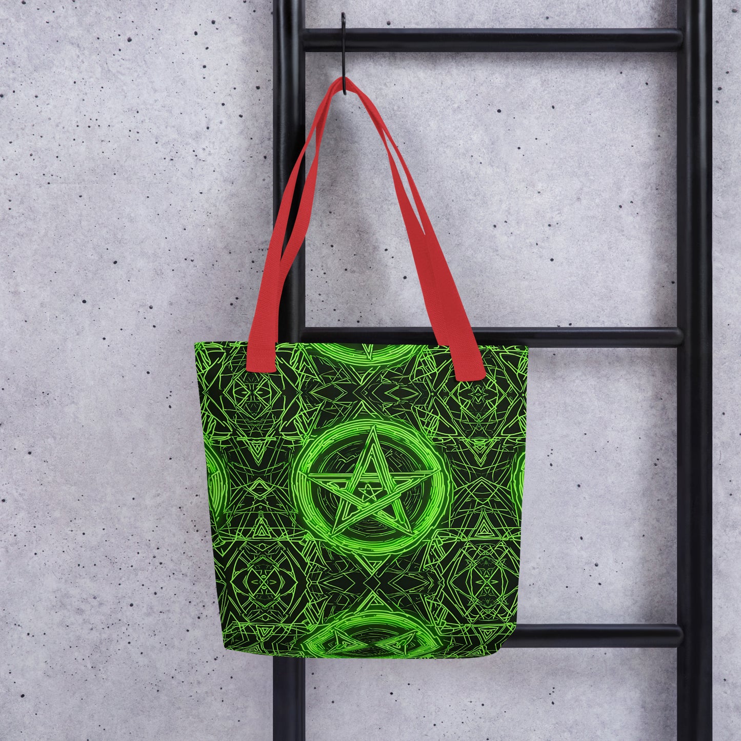 Green Pentagram Tote bag - Free Delivery! Rock / Metal / Electronic / EDM / Underground - Alternative Apparel and Merch Only from Phase B Records.