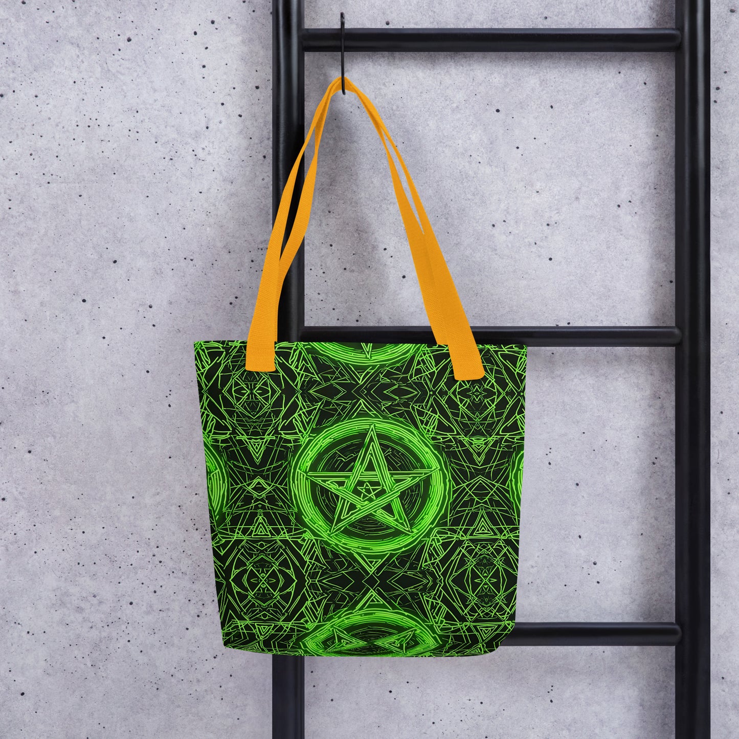 Green Pentagram Tote bag - Free Delivery! Rock / Metal / Electronic / EDM / Underground - Alternative Apparel and Merch Only from Phase B Records.