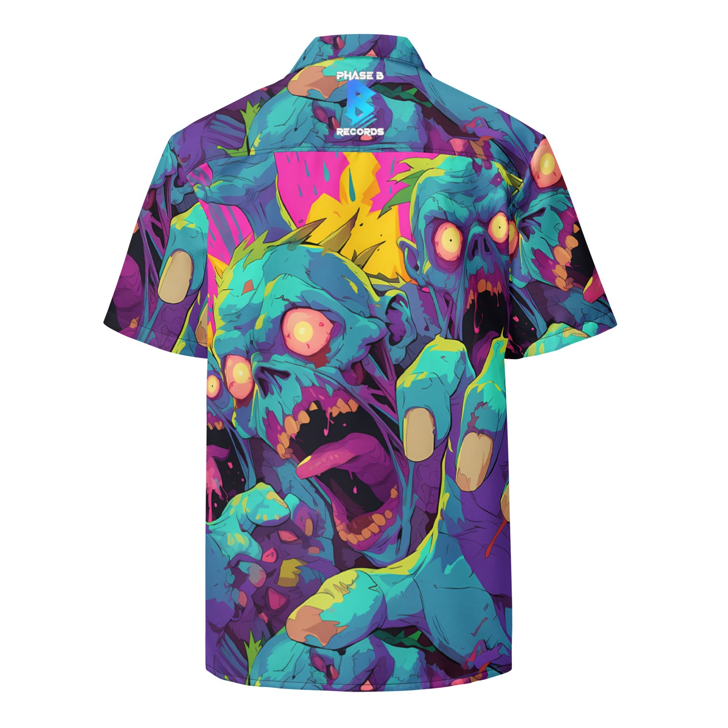 Zombie Attack! Unisex Button Shirt – Free Delivery! Rock / Metal / Gothic / EDM / Clubwear - Alternative Apparel Only from Phase B Records. Plus Size to 6XL