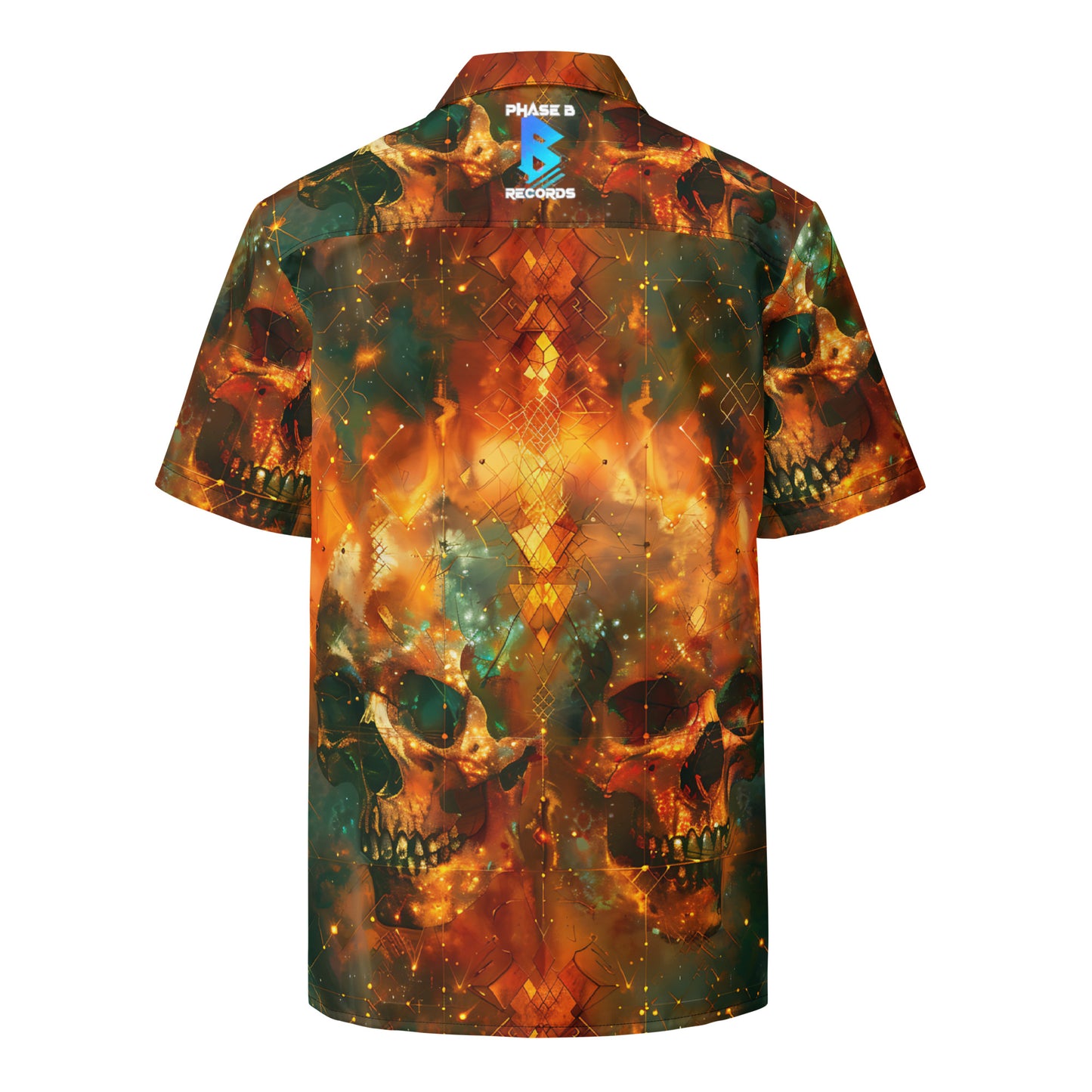 Flaming Skulls Unisex Button Shirt