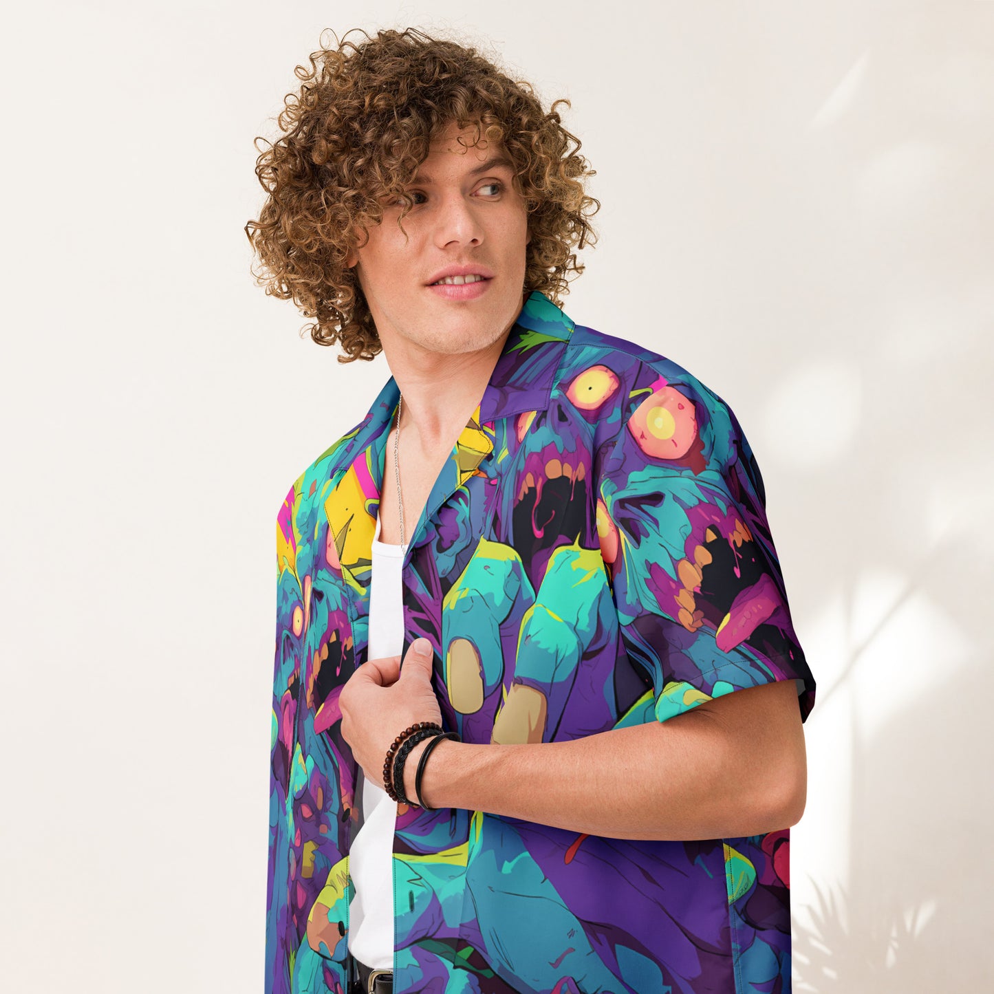 Zombie Attack! Unisex Button Shirt – Free Delivery! Rock / Metal / Gothic / EDM / Clubwear - Alternative Apparel Only from Phase B Records. Plus Size to 6XL