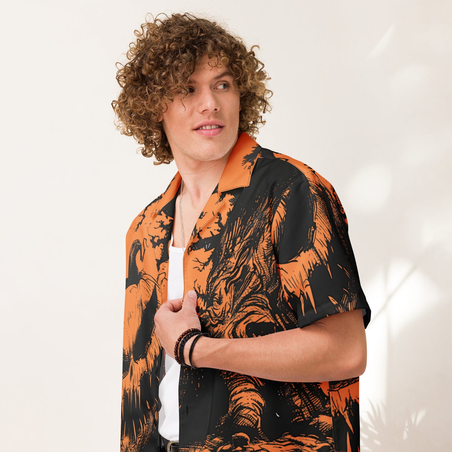 Orange Pumpkin Unisex button shirt