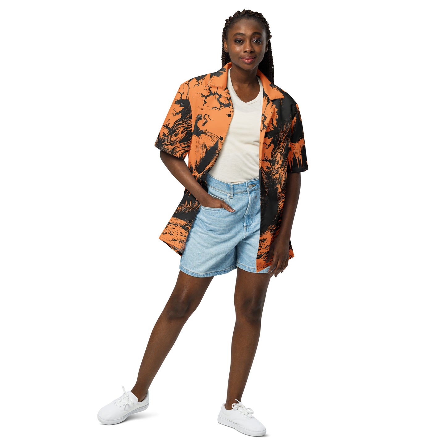 Orange Pumpkin Unisex button shirt