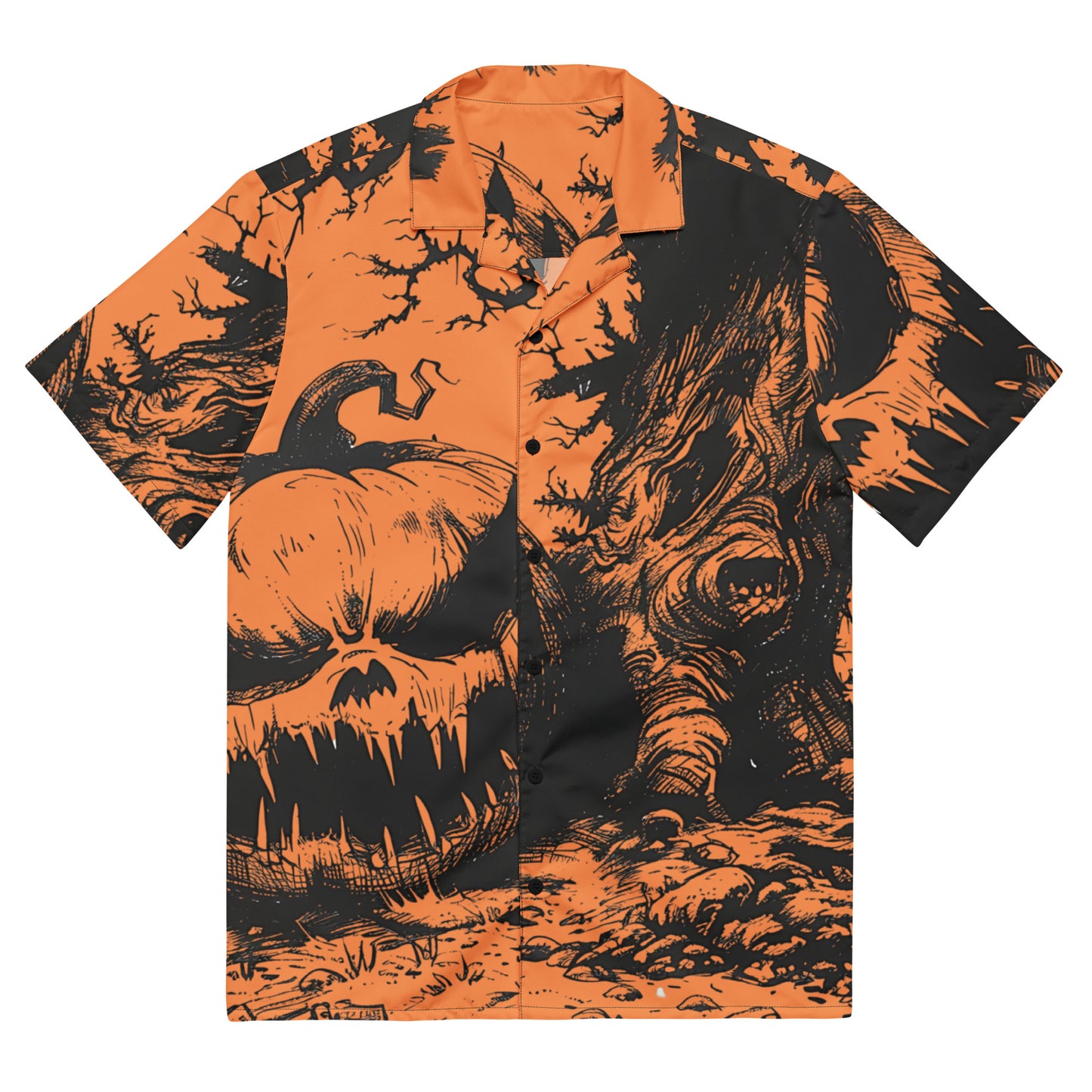 Orange Pumpkin Unisex button shirt