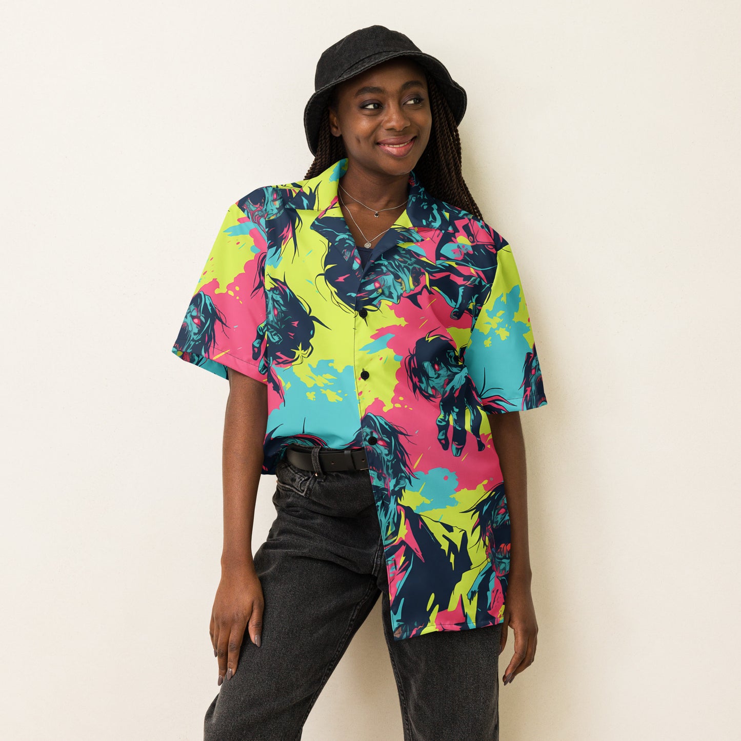 Neon Zombies Unisex button shirt