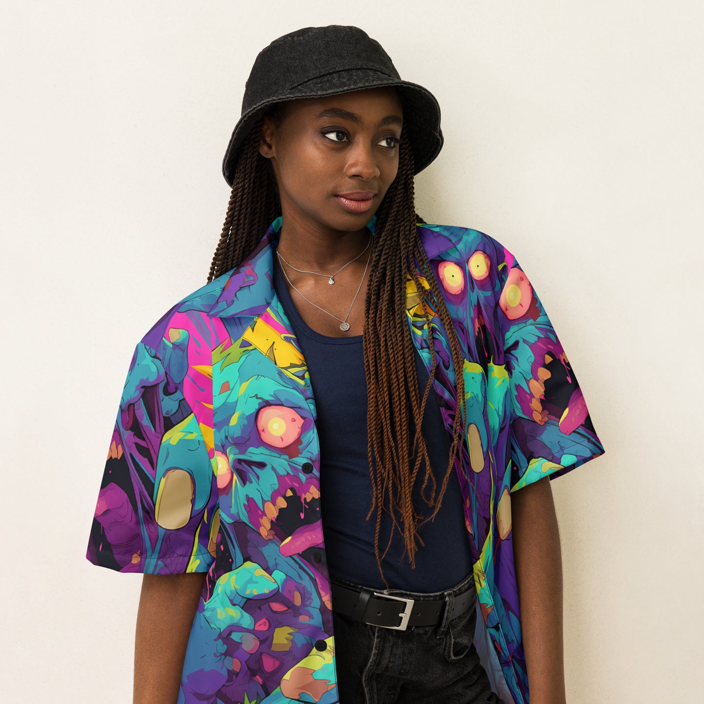 Zombie Attack! Unisex Button Shirt – Free Delivery! Rock / Metal / Gothic / EDM / Clubwear - Alternative Apparel Only from Phase B Records. Plus Size to 6XL