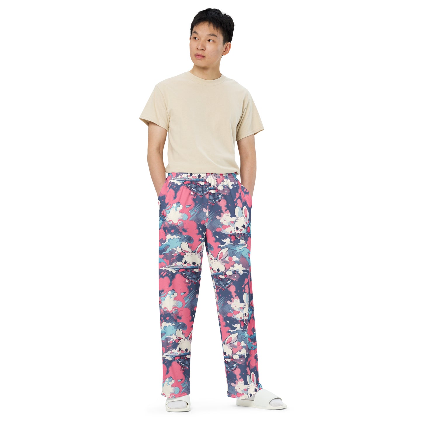 Samurai Rabbits All-over print unisex wide-leg pants