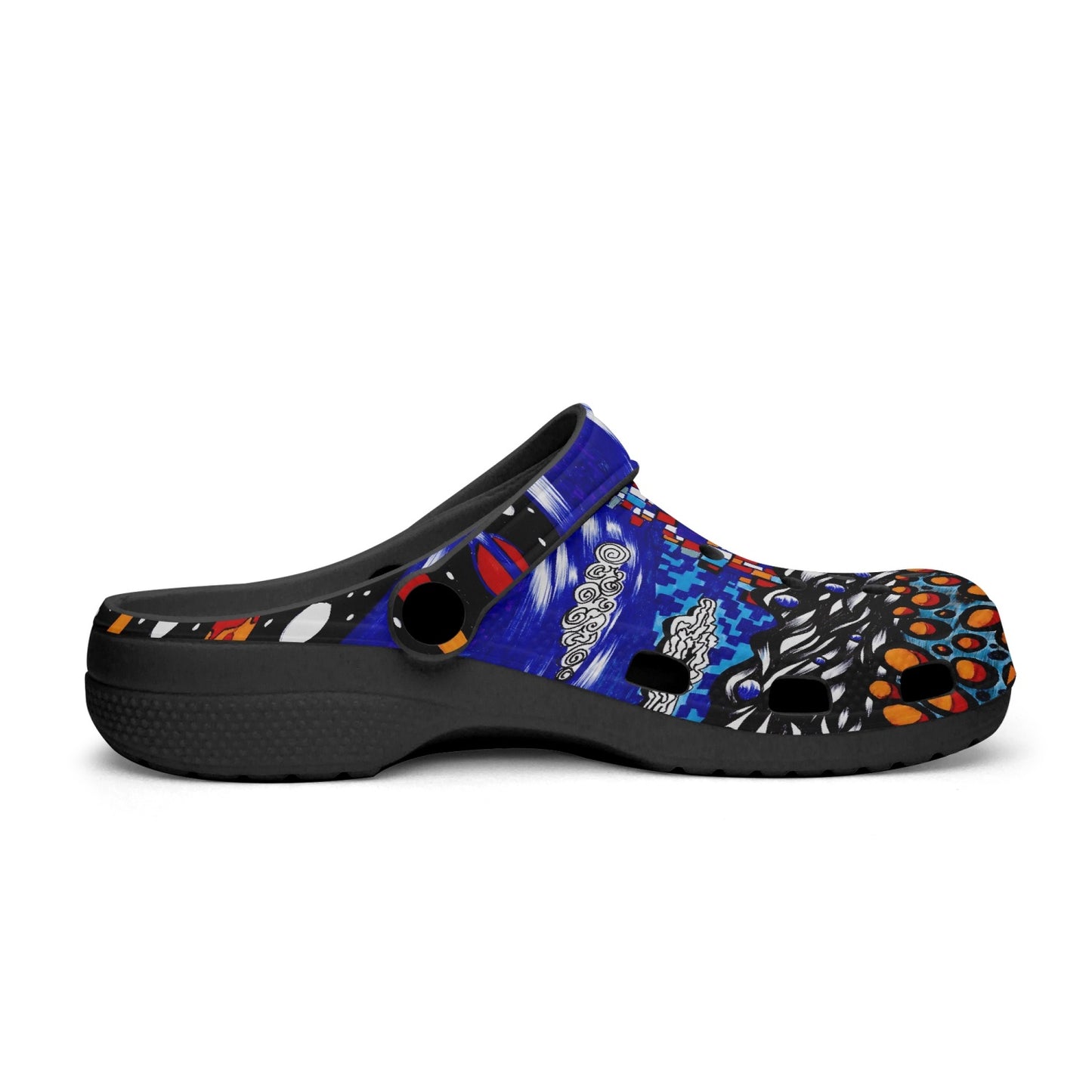 Jess Lewis Pen Art Printed Abstract Southsea Beach Rok-Clogs