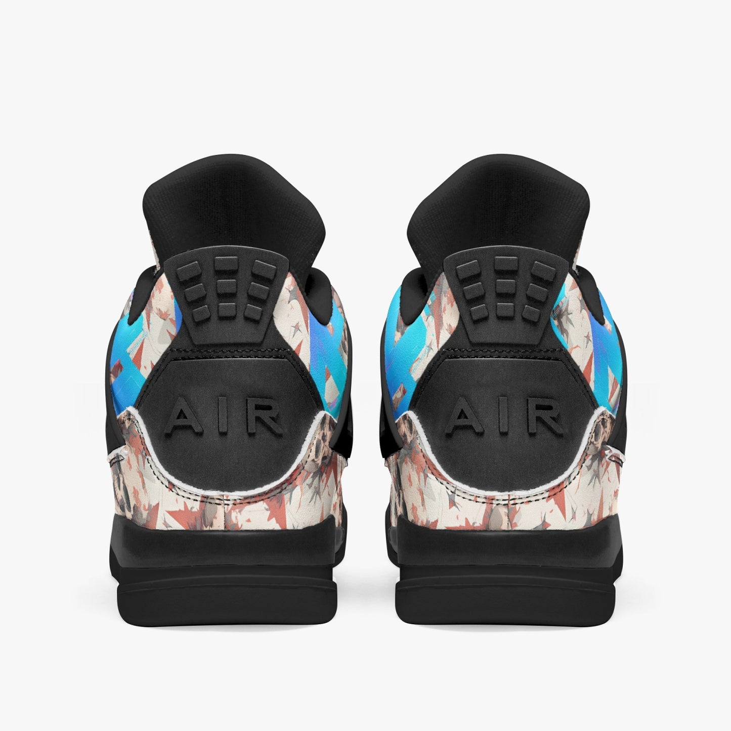 Red Stars, Ivory Skulls - Basketball Sneakers -Black Sole