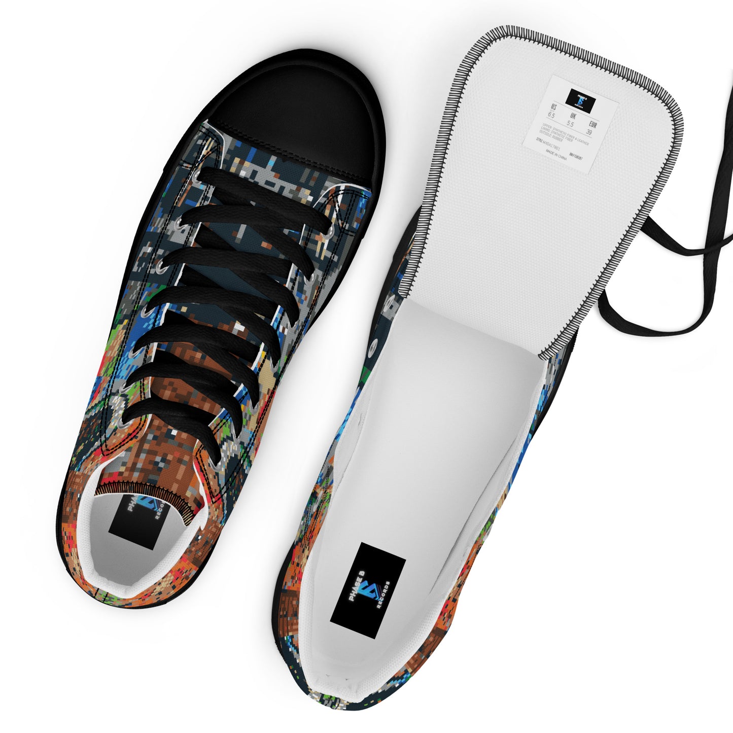 Pixel Guitar Men’s high top canvas shoes