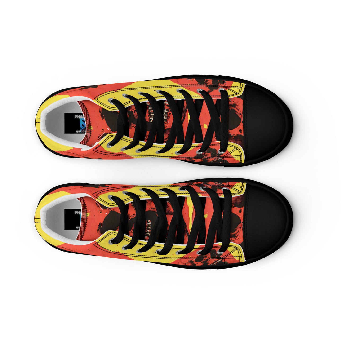 Red Skull Yellow Men’s high top canvas shoes